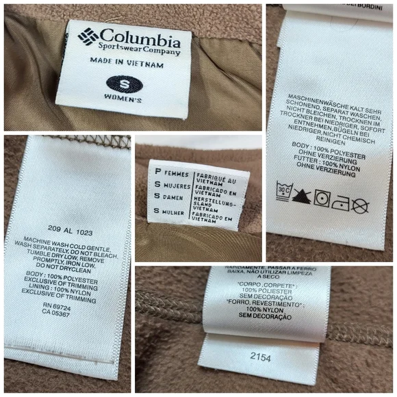 Columbia Mocha Brown VEST Womens Size S Small Full Zip Quilted, Fleece Sides - Picture 9 of 15